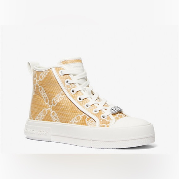 Michael Kors Evy High-Top Straw Sneakers Size 8.5 — Not Outlet - Picture 1 of 15